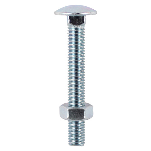 M8 x 75.Carriage Bolt & Hex Nut - BZP
