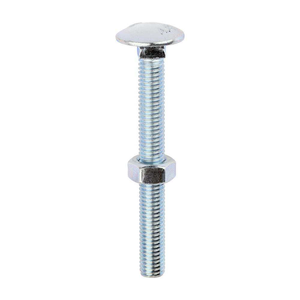 M8 x 75.Carriage Bolt & Hex Nut - BZP