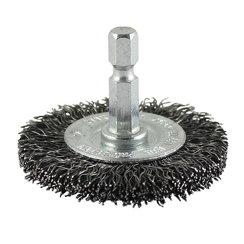 Drill Wheel Brush - Crimped Steel Wire 100mm