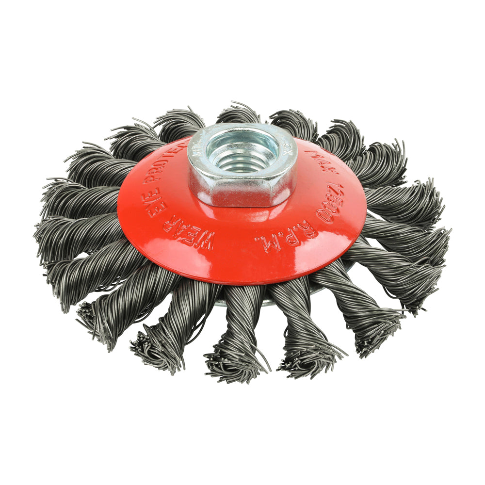 Angle Grinder Bevel Brush - Twisted Knot Steel Wire 100mm
