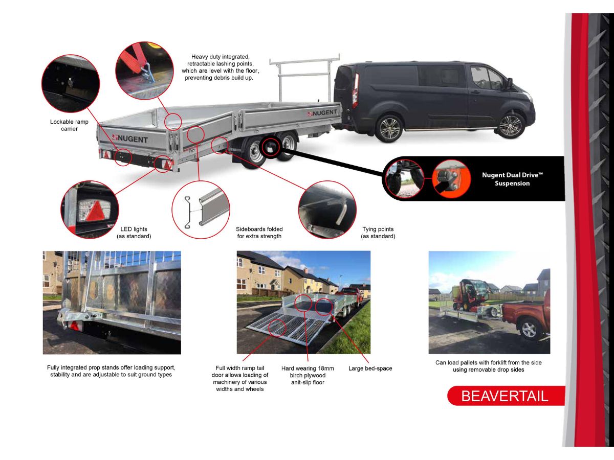 Nugent beavertail Trailer - 10'3'' x 6'1'' - 3500kg  PB3118H
