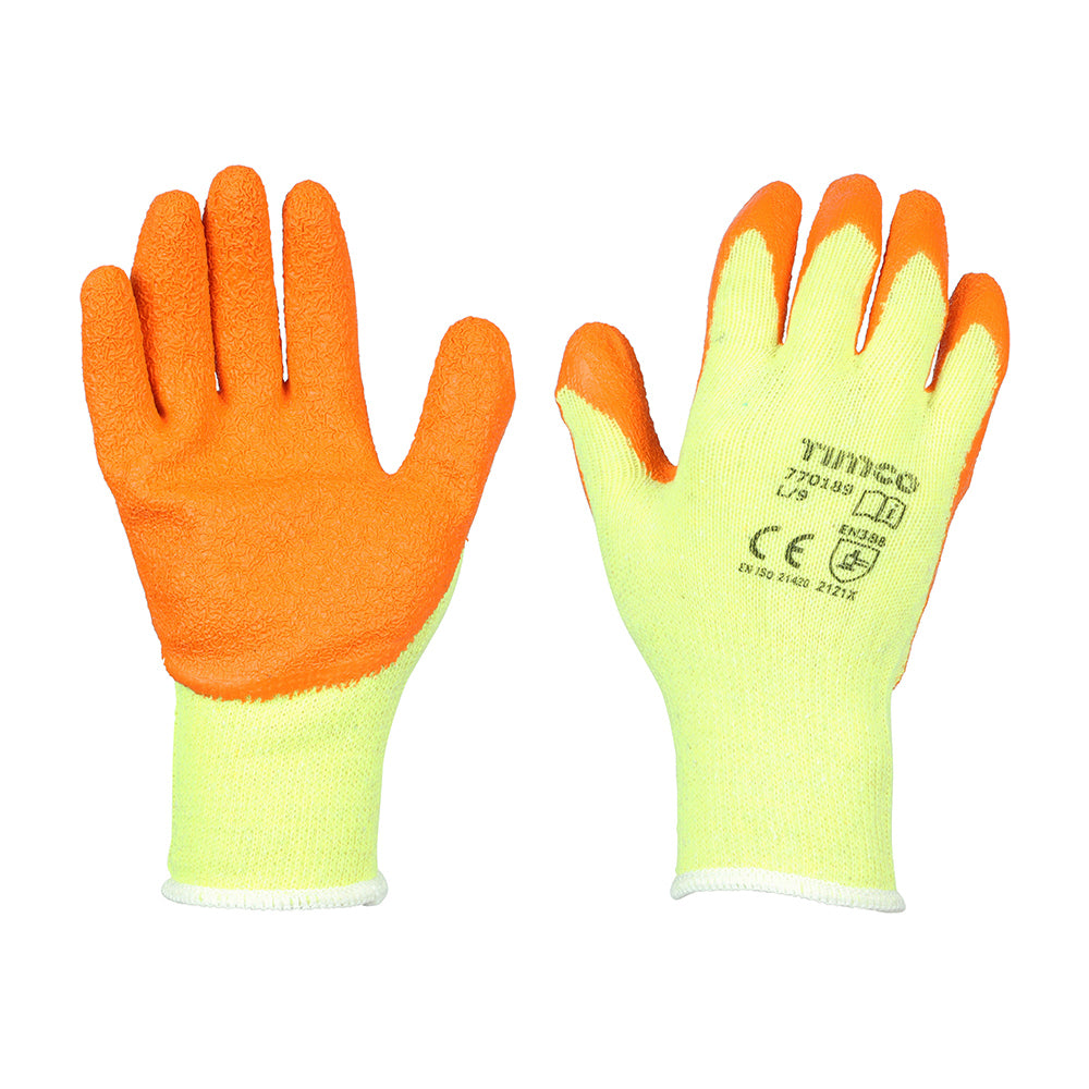 Large. Eco-Grip Gloves - Crinkle Latex Coated Polycotton Bulk (12)