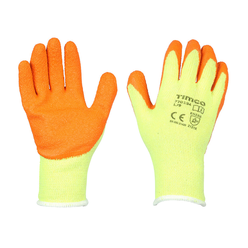 Large. Eco-Grip Gloves - Crinkle Latex Coated Polycotton