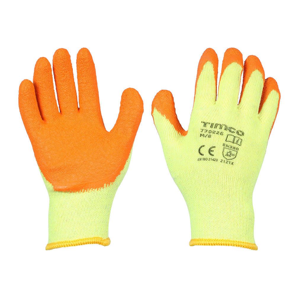 Medium. Eco-Grip Gloves - Crinkle Latex Coated Polycotton