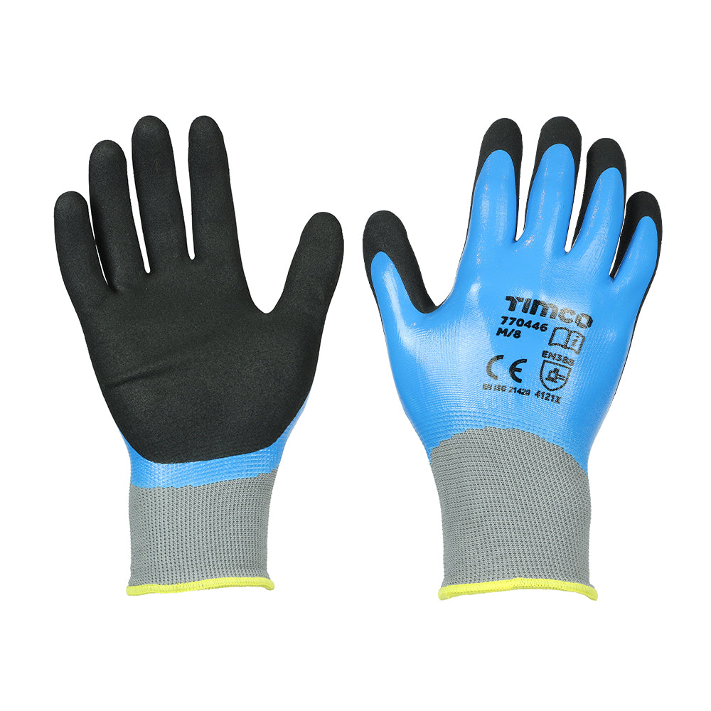 Medium. Waterproof Grip Gloves - Sandy Nitrile Foam Coated Polyester