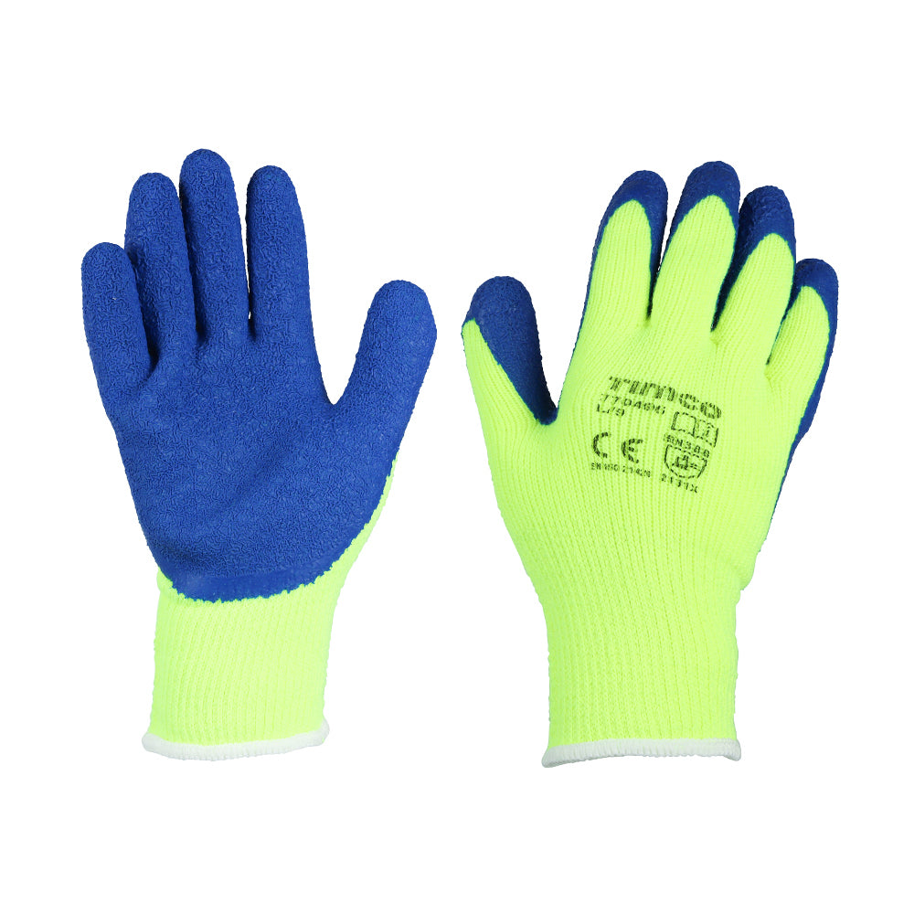 Large. Warm Grip Gloves - Crinkle Latex Coated Polyester