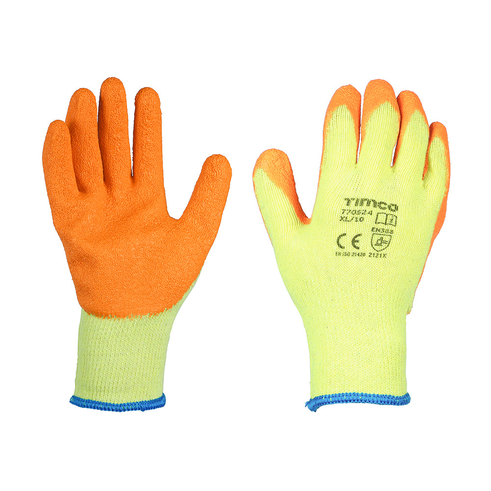 X Large. Eco-Grip Gloves - Crinkle Latex Coated Polycotton - Multi Pack (12)