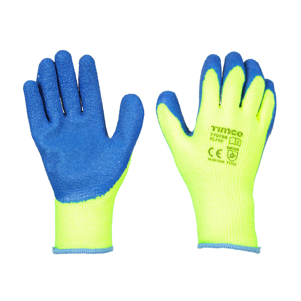 X Large.Warm Grip Gloves - Crinkle Latex Coated Polyester