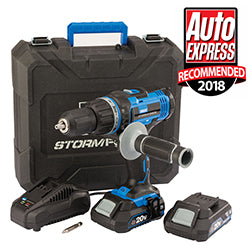 Draper Storm Force® 20V Combi Drill, 2 x 2.0Ah Batteries, 1 x Charger