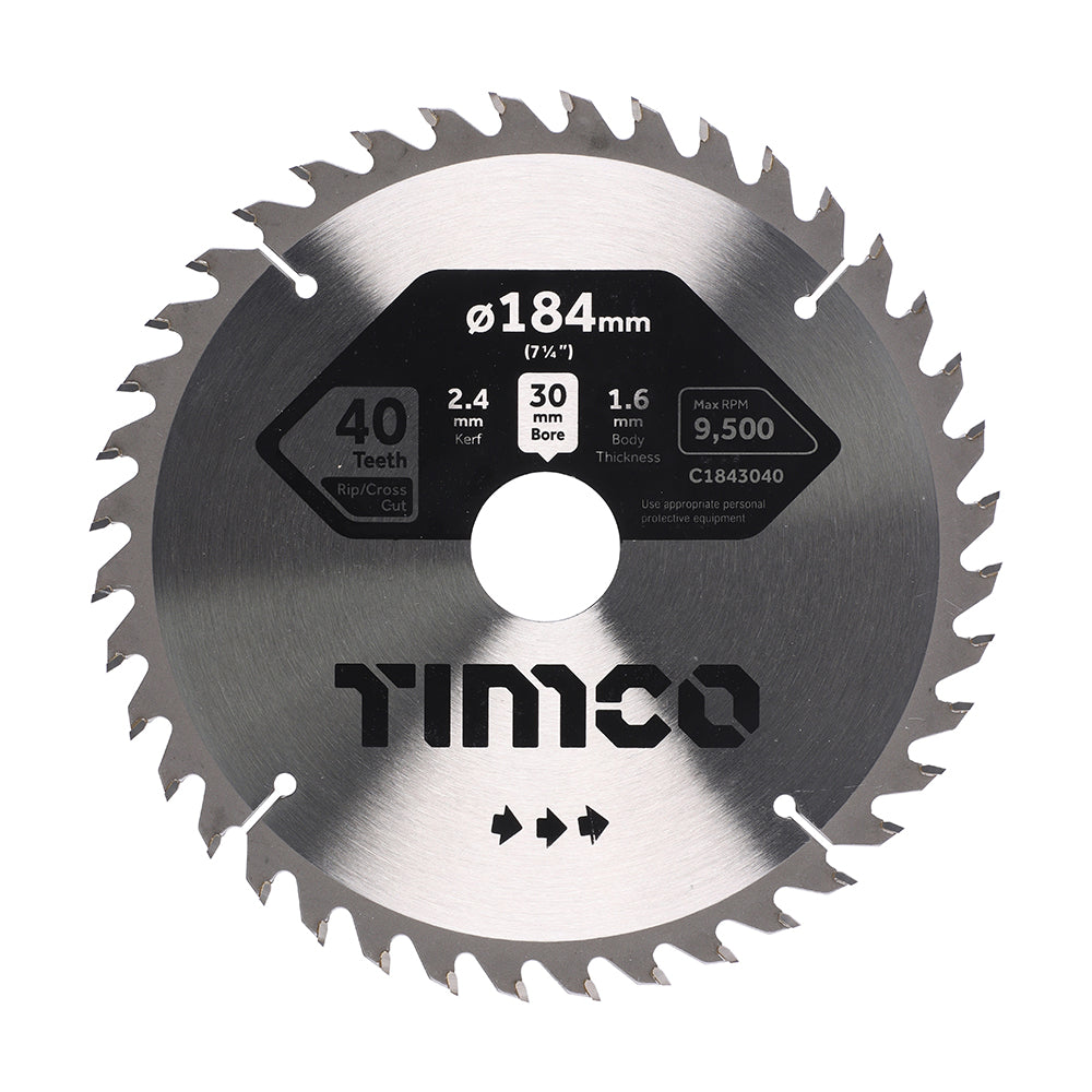 184 x 30 x 40T Circular Saw Blade - Trimming/Crosscut - Medium/Fine