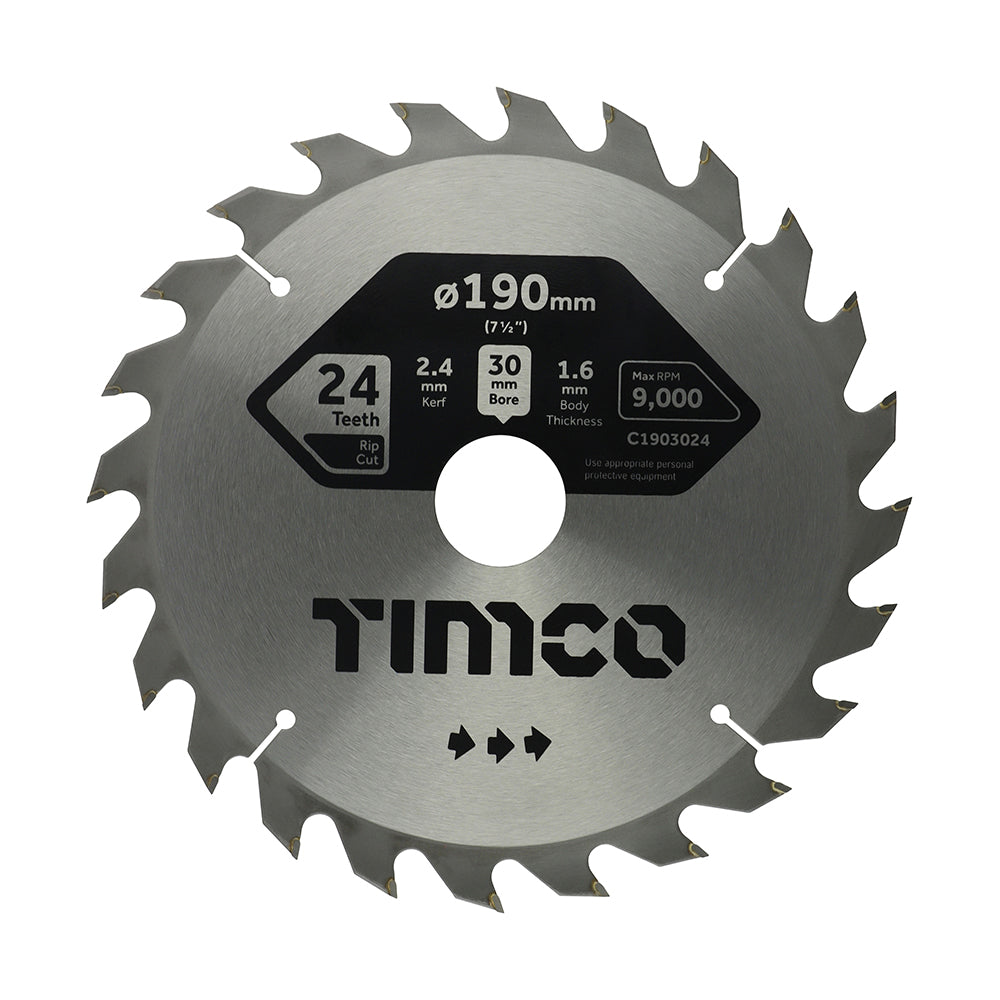 190 x 30 x 24T Circular Saw Blade - General Purpose - Coarse/Medium