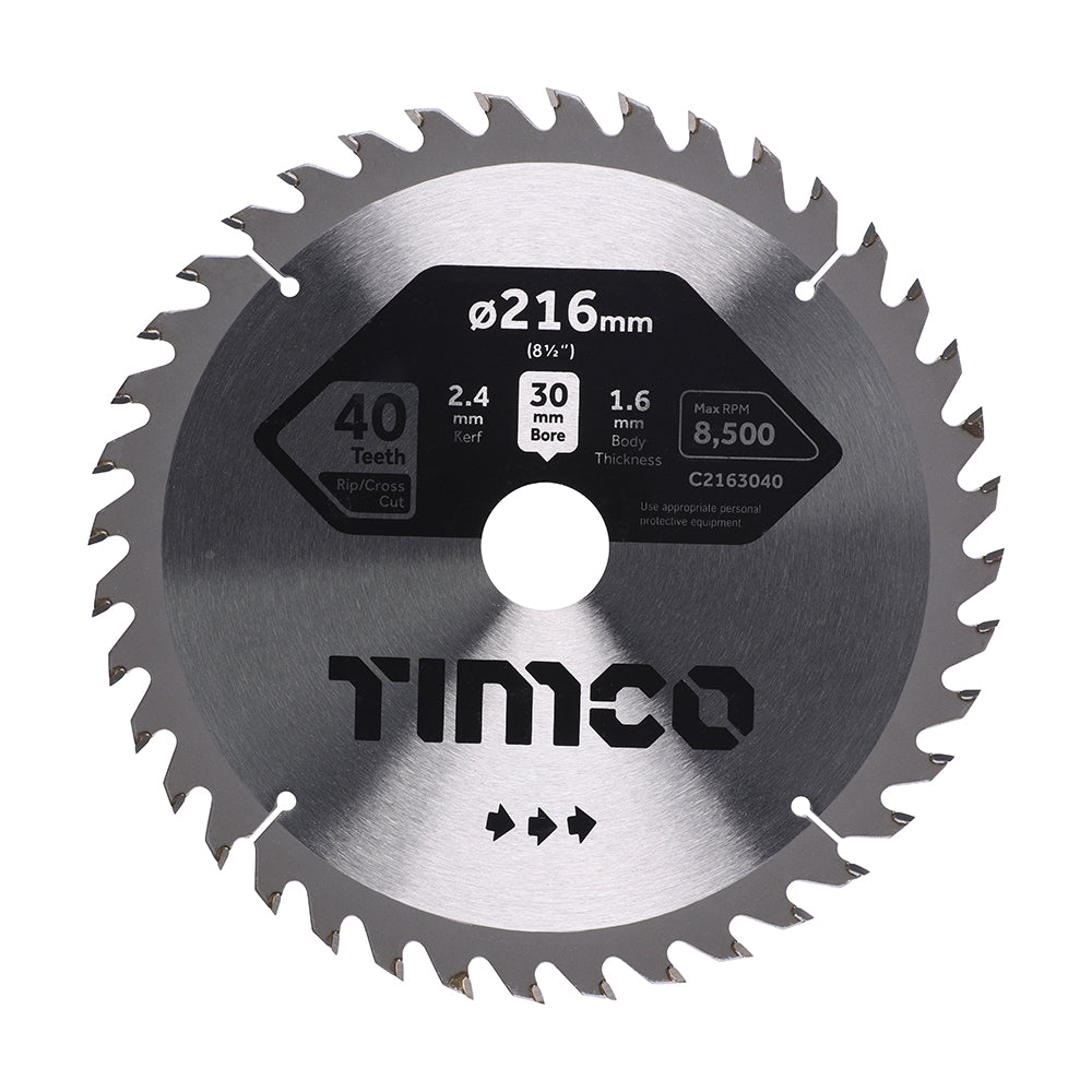 216 x 30 x 40T Circular Saw Blade - Trimming/Crosscut - Medium/Fine