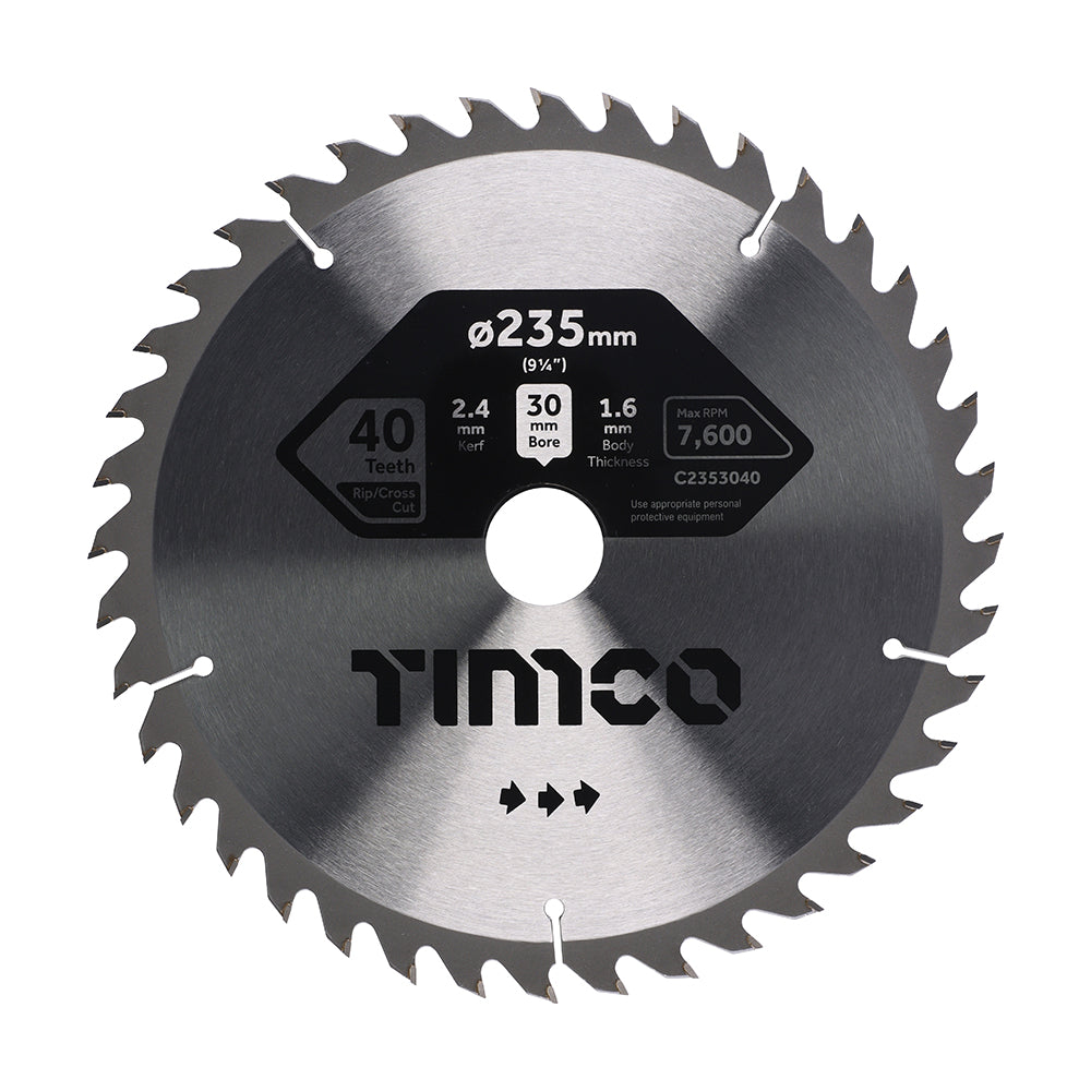 235 x 30 x 40T Circular Saw Blade - General Purpose - Coarse/Medium