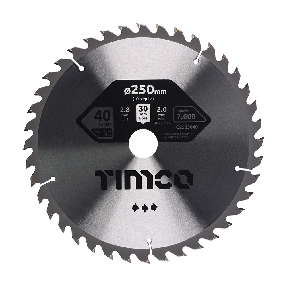 250 x 30 x 40T Circular Saw Blade - Combination - Medium