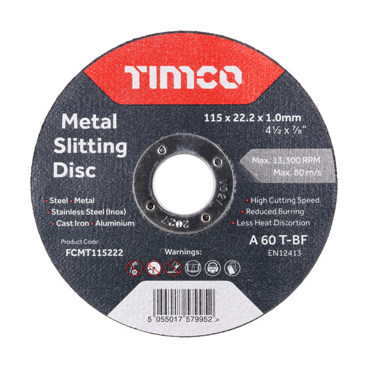 115 x 22.2 x 1.0.Metal Slitting Discs