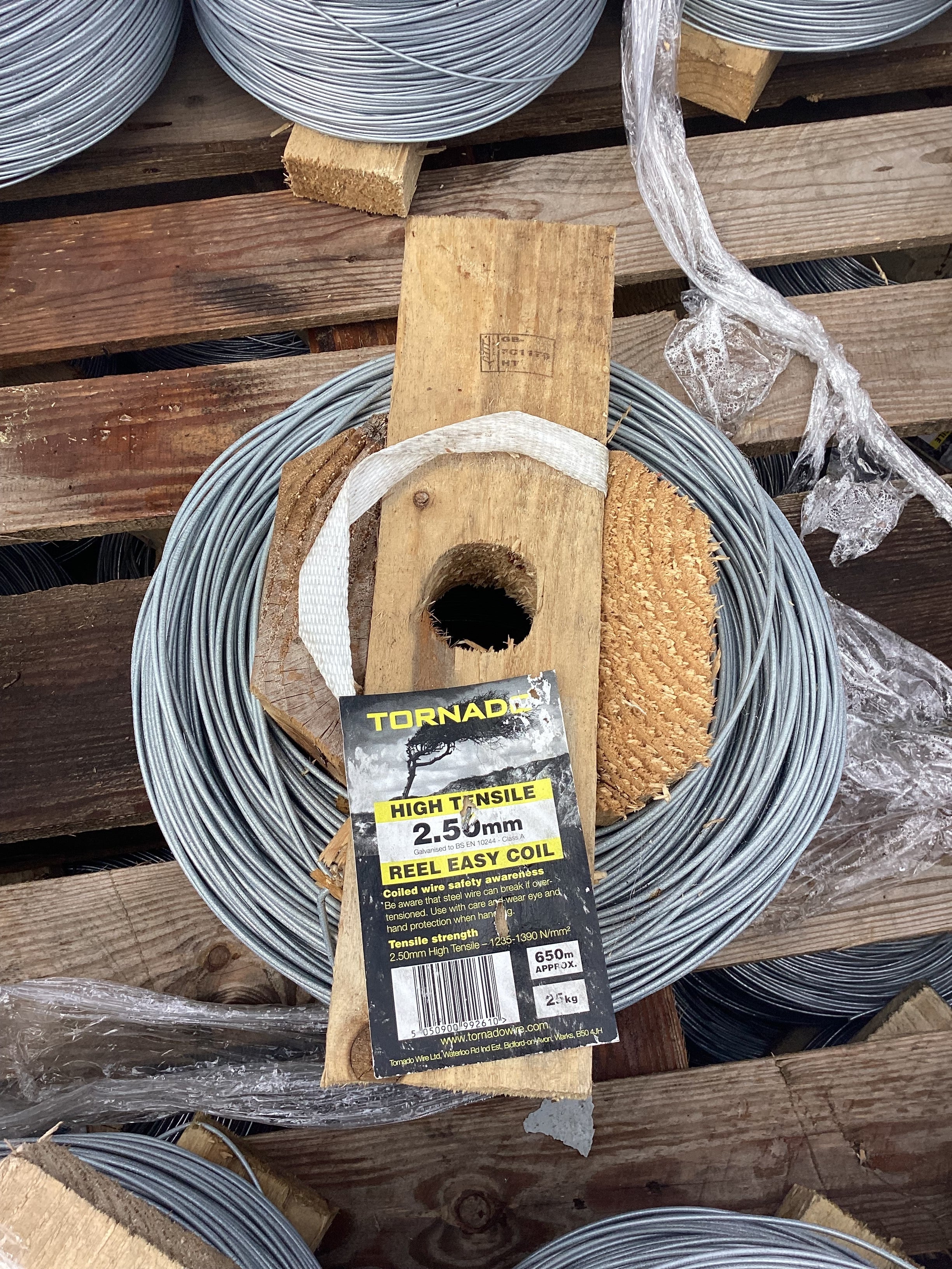 Plain Wire Wooden Reel Easy 2.50mm (12.5g) High Tensile Galvanised 25kg Approx 650m