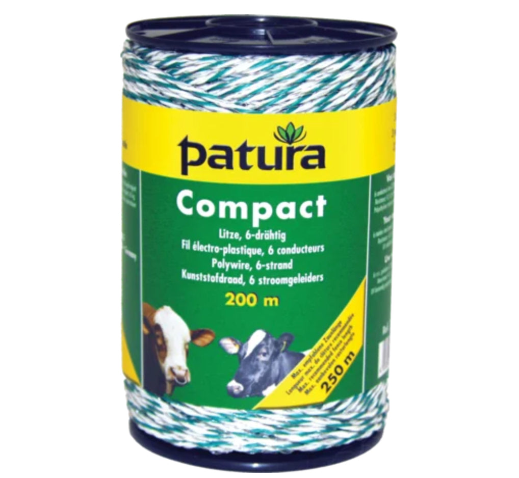 Compact Polywire, 200 m roll, white-green