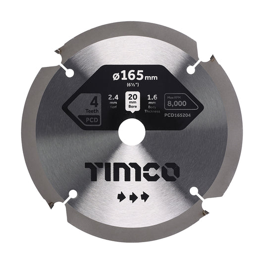 PCD Fibre Cement Saw Blade 165 x 20 x 4T