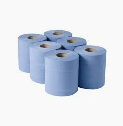 6 x Blue Paper Rolls - 2 Ply Embossed Centre Feed - Hand Towel Tissue Rolls